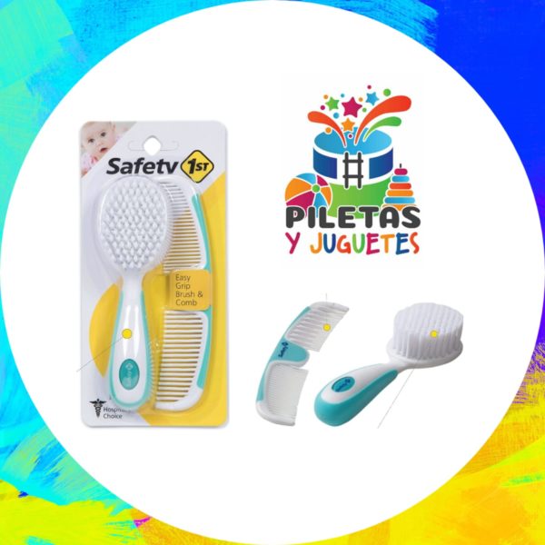 Cepillo y Peine Easy Grip celeste