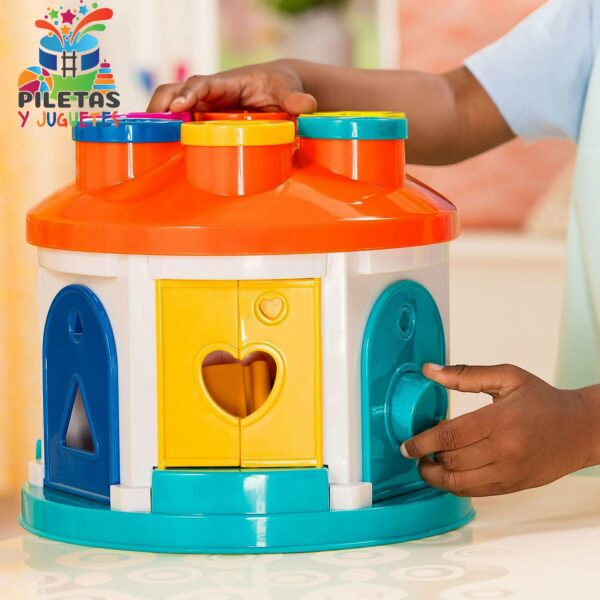 Battat – Casa clasificadora de formas – Juguete de clasificación de colores y formas con 6 llaves y 12 formas para niños pequeños de 2 años + (14 piezas) - Imagen 4
