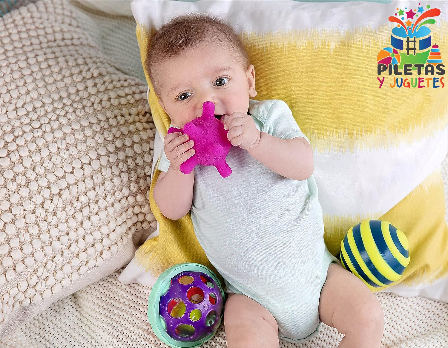B. bebé – 4 bolas sensoriales – Juguetes para bebés – Juego de