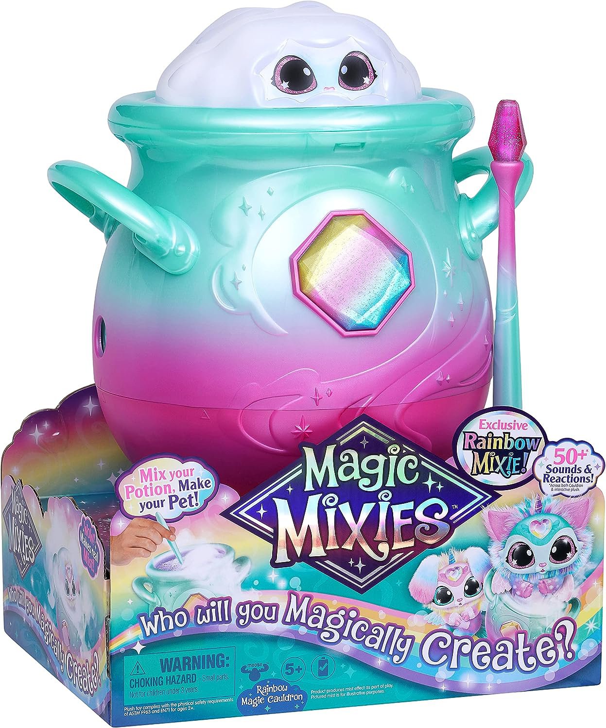 Marca: Magic Mixies Magic Mixies – Caldero mágico con niebla con juguete de  peluche interactivo exclusivo de arcoíris de 20.3 cm y más de 50 sonidos y  reacciones.
