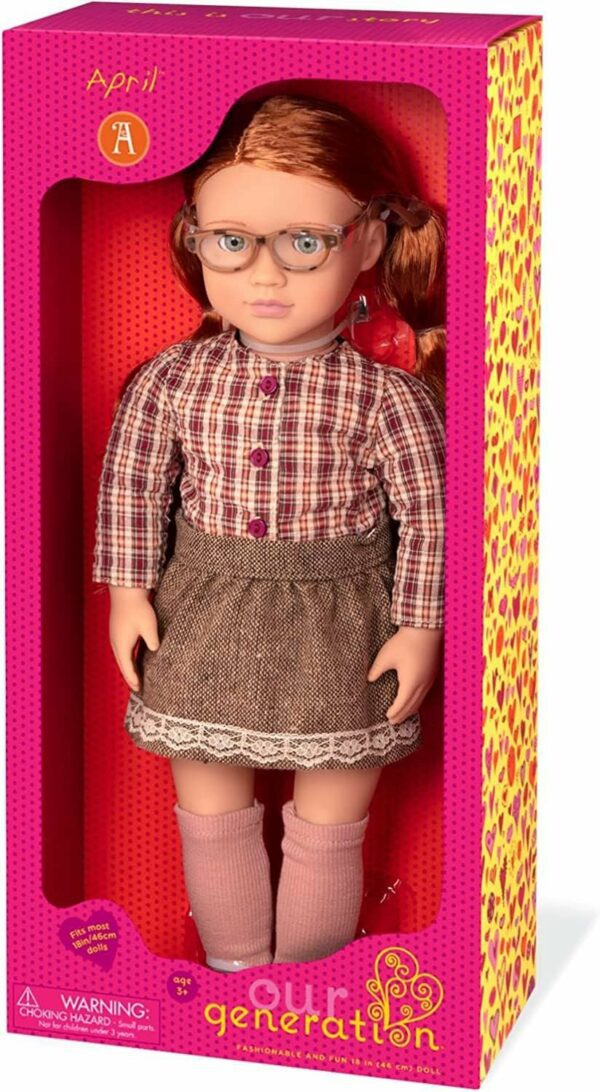 Our Generation Abril Muñeca de moda de 46 cm, Castaño rojizo, 18 pulgadas - Imagen 4