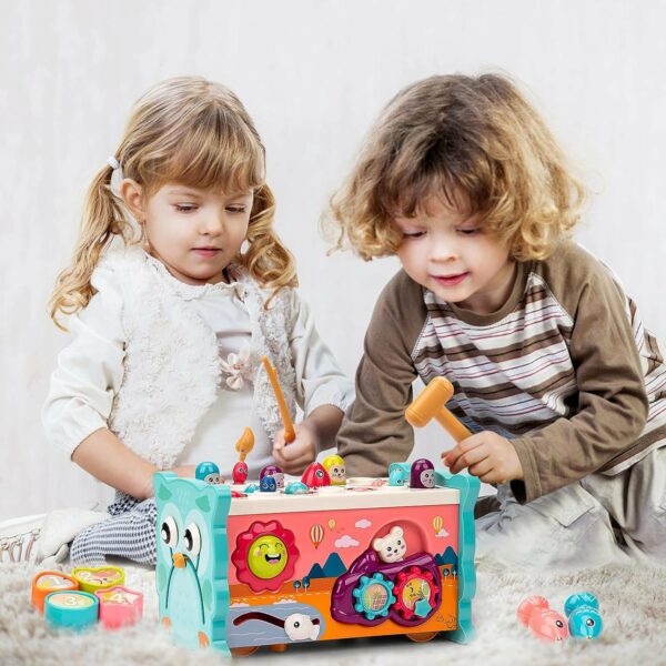 Juguetes Montessori 8 en 1 para niños de 1 año, juguete de martillaje con xilófono, juego de golpear un topo, juego de pesca, juguete de desarrollo de aprendizaje sensorial, regalo de actividades para niños pequeños y niñas de 1, 2, 3, 4 años - Imagen 5