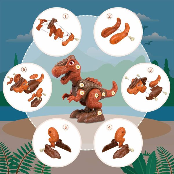 Bottleboom Juguetes de dinosaurio, juguetes desmontables con taladro eléctrico, juego de aprendizaje de construcción STEM para niños de 3, 4, 5, 6, 7 años
