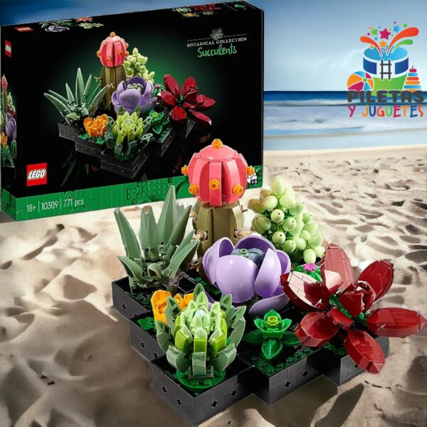 LEGO 10309 Icons Suculentas, Maqueta de Plantas Artificiales para Construir, Decoración para Casa, Manualidades para Adultos, Colección Botanical, Kit de Ramo de Flores, Regalo para Mujeres y Hombres