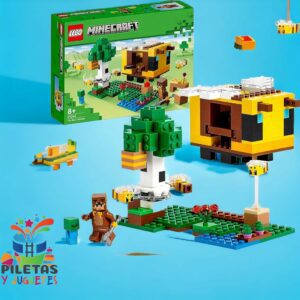 LEGO, 21241 Minecraft, La Cabaña-Abeja, Juguete de Granja, Casa para Construir, Mini Figuras Animales y Zombie, Multicolor