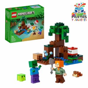 LEGO, 21240 Minecraft, La Aventura en el Pantano, Juguete de Construcción, Mini Figuras de Alex y Esqueleto, Bioma, Regalo de Cumpleaños Niños de 7 Años, Multicolor