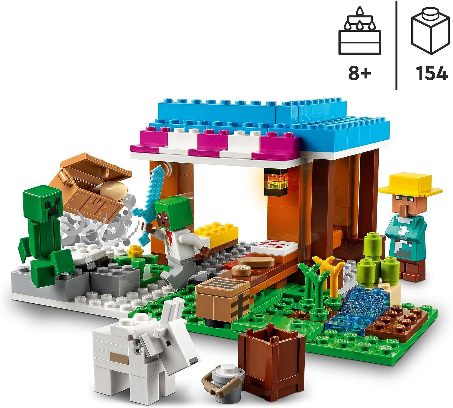 LEGO, 21184 Minecraft, La Pastelería, Set de Construcción Inspirado en  Videojuego, Granja de Juguete y Aldea para Niños de Más de 8 Años,  Multicolor