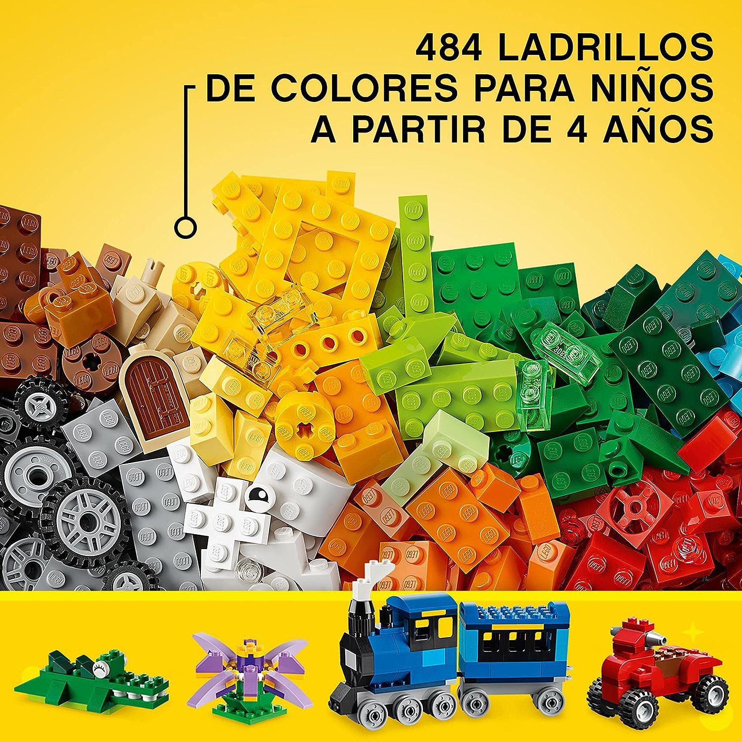 LEGO 10696 Classic Caja de Ladrillos Creativos Mediana, Base Verde, Coches  y Animales de Juguete, Fácil Almacenaje, Juego de Construcción, Regalo para  Niños y Niñas a Partir de 4 Años