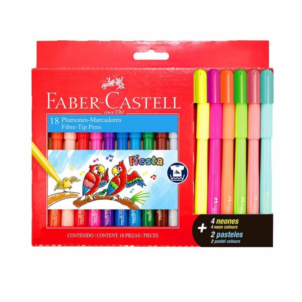 Marcador Fiesta 12 Colores + 4 Neon + 2 Pastel Faber-Castell - Imagen 2