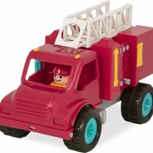 Battat - Camión de bomberos con piezas móviles de trabajo y 2 figuras de bomberos - Camiones de juguete para niños pequeños de 18 años, rojo