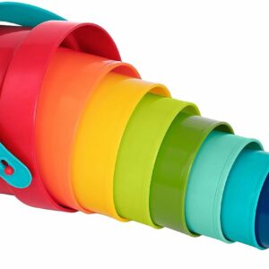 Battat Vasos apilables, juguetes de anidación de plástico para agua y arena, juguetes educativos de construcción temprana, 18 meses o más, 10 piezas