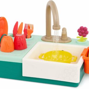 B. Toys - Fregadero Splash-n-Scrub - Juego de juego que cambia de color - Fregadero de cocina de juguete - Grifo y agua corriente, platos, comida de juego- 3 años +