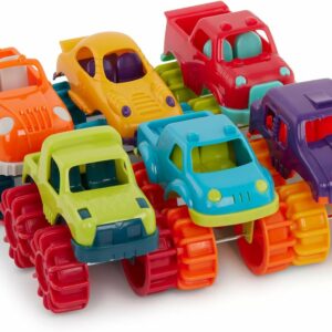 Battat Mini Monster Trucks - Juego de 6 mini camiones para niños pequeños en bolsa de almacenamiento durante 2 años +