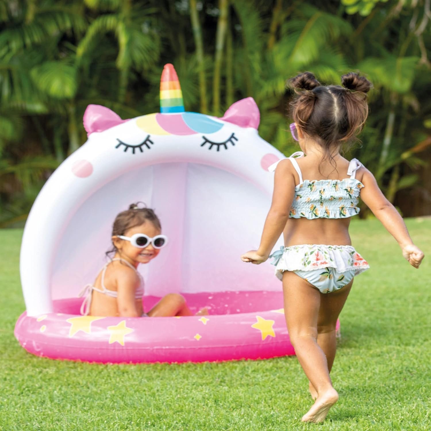 Intex 58438 Piscina Hinchable Unicornio, con Techo y Suelo Hinchable, Piscina  Bebe, Medidas 102 cm de Diámetro y 102 cm de Alto, Incluye Parche de  Reparación, Capacidad de 45 litros