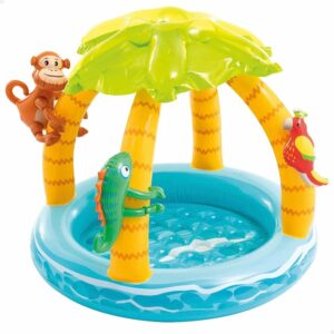 ProductoIntex 58417 Piscina Hinchable Infantil, para Bebés, Isla Tropical, para Niños de 1 a 3 Años, Capacidad de 45 litros, Suelo Hinchable, 102 cm de Diámetro y 86 cm de Alto, Incluye Parche de Reparación