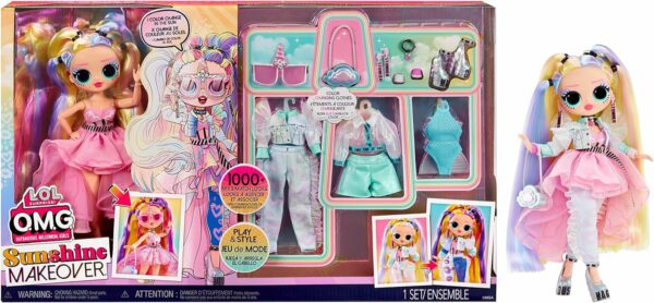 LOL Surprise OMG Sunshine Makeover Big Surprise Fashion Doll - STELLAR GURL - Incluye cambio de color UV en el sol, múltiples sorpresas y accesorios fabulosos - Gran regalo para niños a partir de 4 años