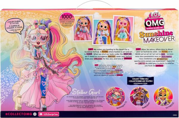 LOL Surprise OMG Sunshine Makeover Big Surprise Fashion Doll - STELLAR GURL - Incluye cambio de color UV en el sol, múltiples sorpresas y accesorios fabulosos - Gran regalo para niños a partir de 4 años - Imagen 4