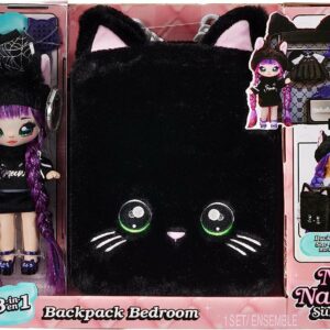 Na! Na! Na! Surprise Na Surprise 3 en 1 Mochila Dormitorio Black Kitty con Muñeca Tuesday Meow de Edición Limitada