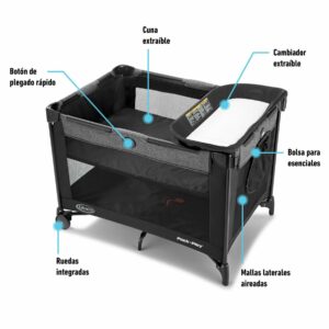 Cuna corralito Simple Solutions Cam
Corralito súper fácil de armar e ideal para transportar por su tamaño compacto. Viene con un cambiador incorporado para hacer más fácil el cambio de pañales o ropa del bebé. El corralito es apto para niños de hasta 89 cm.