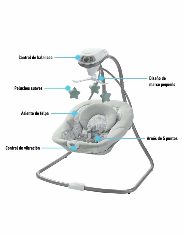 Hamaquita Simple Sway Ivy
Esta hamaquita tiene un balanceo suave de lado a lado que alivia y conforta al bebé y asimismo 2 velocidades de vibración que ayudan a relajarlo. Se puede enchufar para ahorrar en pilas. - Imagen 9
