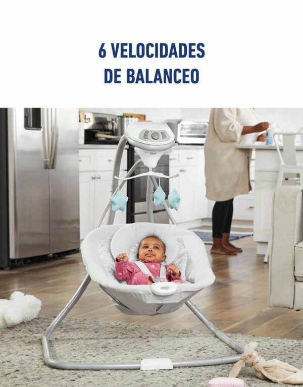 Hamaquita Simple Sway Ivy
Esta hamaquita tiene un balanceo suave de lado a lado que alivia y conforta al bebé y asimismo 2 velocidades de vibración que ayudan a relajarlo. Se puede enchufar para ahorrar en pilas. - Imagen 8