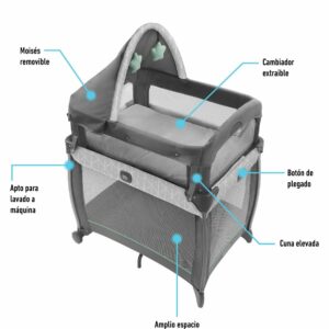 Cuna Corralito Colecho 4 en 1 My View Derby
La cuna corralito colecho 4 en 1 Graco® My View ofrece cuatro formas diferentes de uso, además crece con el bebé y se pliega para viajar. Para los recién nacidos, un moisés elevado junto a la cama coloca perfectamente al bebé a la altura de los ojos para los controles nocturnos. Para los bebés, el moisés desciende hasta el nivel de la cuna y se puede quitar para en la cama o en el piso, en cualquier lugar de la casa.