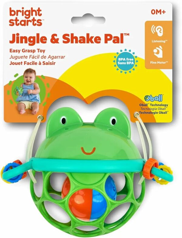Bright Starts Oball - Juguete musical Jingle & Shake Pal, juguete de sonajero para bebé de fácil agarre sin BPA, para edades recién nacidas + - Imagen 2