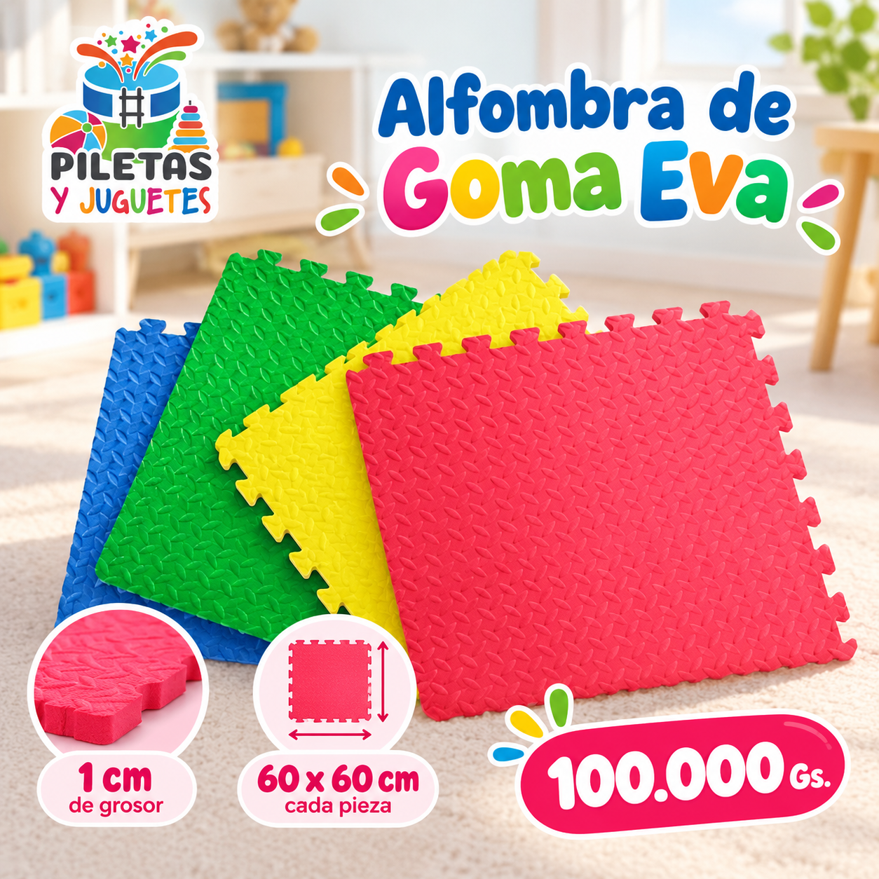 Alfombra Piso Goma Eva Niños Juego 60x60cm