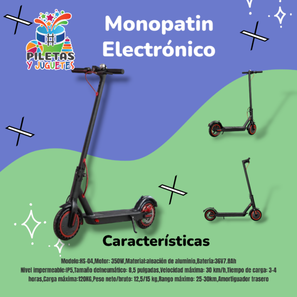 Monopatin eléctrico hasta 120 kilos
30km/hora