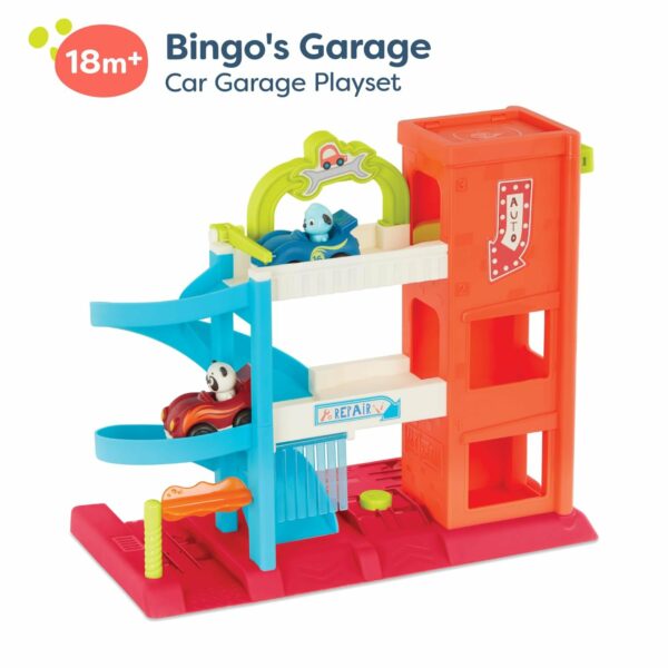 B. toys – Garaje de Bingo- Juego de vehículos Garaje con rampa en espiral - Elevador de trabajo con 2 autos de juguete. - Imagen 4
