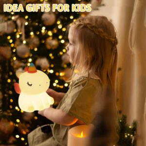 Crtivetoys Luces nocturnas de unicornio para decoración de dormitorio, lámpara LED recargable, bonita lámpara de unicornio, luz nocturna de silicona regulable para guardería, unicornio Kawaii para niños