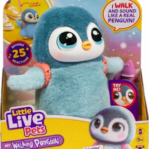 Little Live Pets My Walking Penguin - Pingüino de juguete interactivo suave y tierno que camina, baila y aleta sus alas. Más de 25 sonidos y reacciones. Baterías incluidas