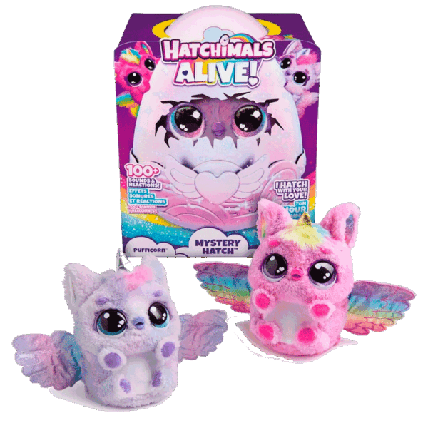 Hatchimals Alive, Mystery Hatch Pufficorn, juguete interactivo sorpresa y huevo con niebla, luces y sonidos (los estilos pueden variar), juguetes para niños y niñas