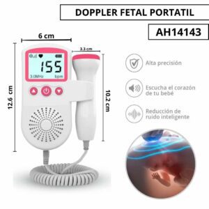 Doppler Fetal Ultrasonido Portatil Detector de Frecuencia Cardiaca Fetal Rosa