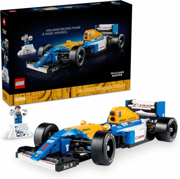 LEGO Icons Williams Racing FW14B y Nigel Mansell Kit de Modelo de Auto de F1 para Decorar, Set de construcción para Adultos, Idea de Regalo de cumpleaños para Fans 10353