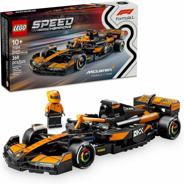 LEGO Speed Champions Auto de Carreras McLaren F1 Team MCL38 Set con vehículo, Modelo construible, Kit con 1 minifigura, Juego y Regalo Coleccionable para niños y niñas 77251