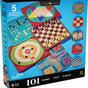 Spin Master Games Cardinal, 101 Juegos, Juegos de Mesa clásicos, 5 tableros de Doble Cara con ajedrez, Damas, Backgammon, Dados y Muchos más, para Adultos y niños a Partir de 6 años