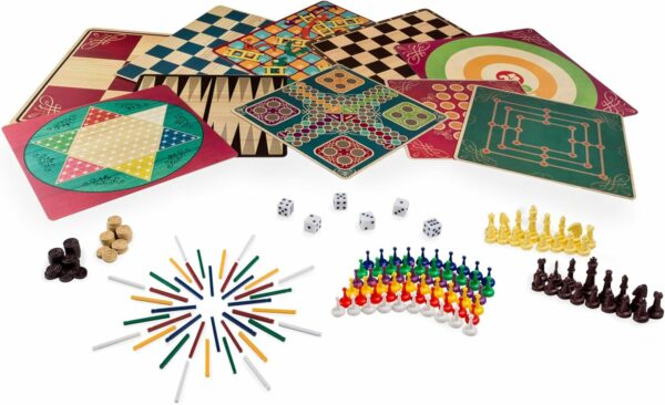 Spin Master Games Cardinal, 101 Juegos, Juegos de Mesa clásicos, 5 tableros de Doble Cara con ajedrez, Damas, Backgammon, Dados y Muchos más, para Adultos y niños a Partir de 6 años