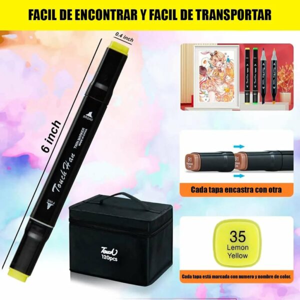 Set de marcadores doble punta 120 pcs - Imagen 3