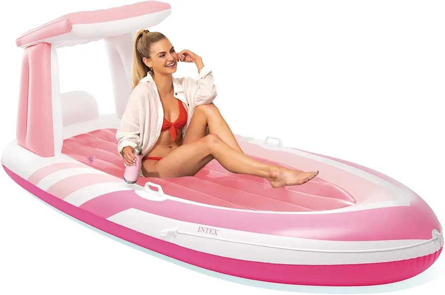 INTEX Pink Paradise - Flotador inflable para piscina, perfecto para fiestas en la piscina, 2 portavasos, capacidad de peso de 100kilos - Imagen 2