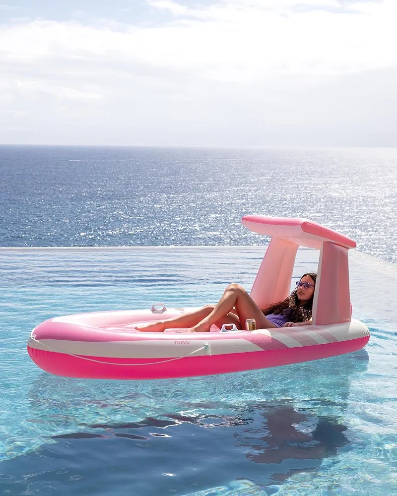 INTEX Pink Paradise - Flotador inflable para piscina, perfecto para fiestas en la piscina, 2 portavasos, capacidad de peso de 100kilos - Imagen 3