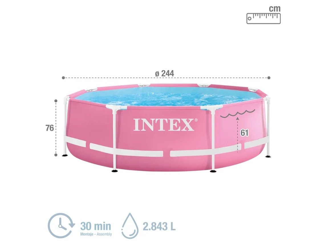 PISCINA INTEX 2843L CON ESTRUCTURA COLOR ROSA