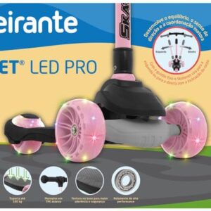 Skatenet Led Pro Plegable Bandeirante Rosa