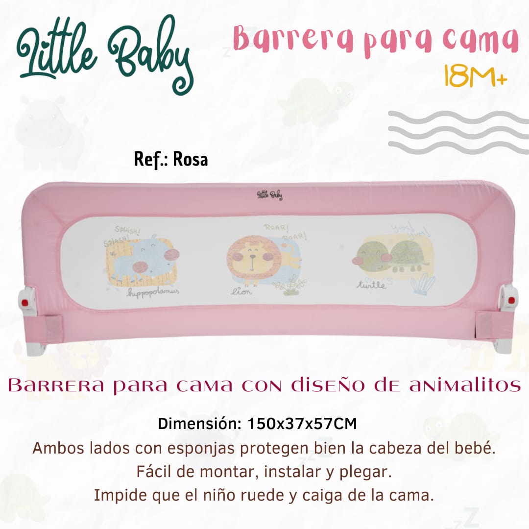 Barrera de cama portátil Little Baby con diseño de animalito. - Imagen 2