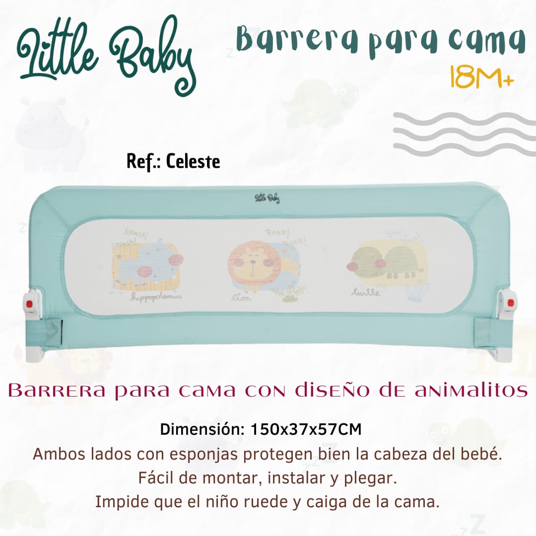 Barrera de cama portátil Little Baby con diseño de animalito.