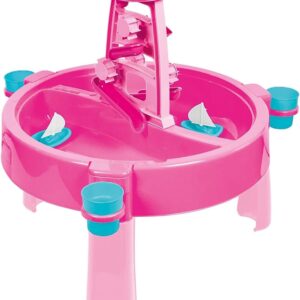 DOLU: Mesa de actividades 3 en 1 para agua y arena, unicornio, rosa, azul, se convierte en mesa creativa con tapa, juguete sensorial para interiores y exteriores, niños pequeños a partir de 2 años