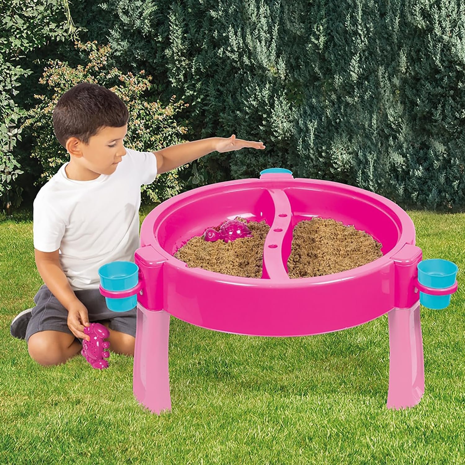 DOLU: Mesa de actividades 3 en 1 para agua y arena, unicornio, rosa, azul, se convierte en mesa creativa con tapa, juguete sensorial para interiores y exteriores, niños pequeños a partir de 2 años - Imagen 2