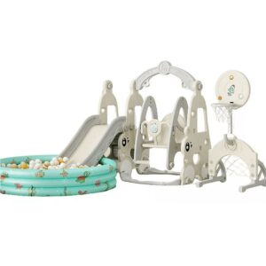 Set de Juegos Bebé Resbalín Columpio Piscina Basquetbol