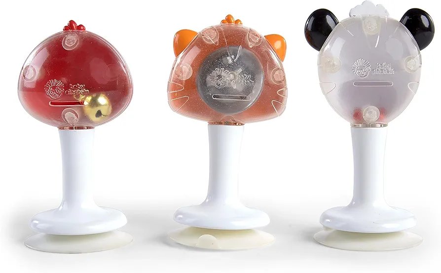 Baby Einstein Rattle & Jingle Trio - Juego de sonajeros musicales para llevar para silla alta a partir de 6 meses, multicolor, 3 unidades - Imagen 8