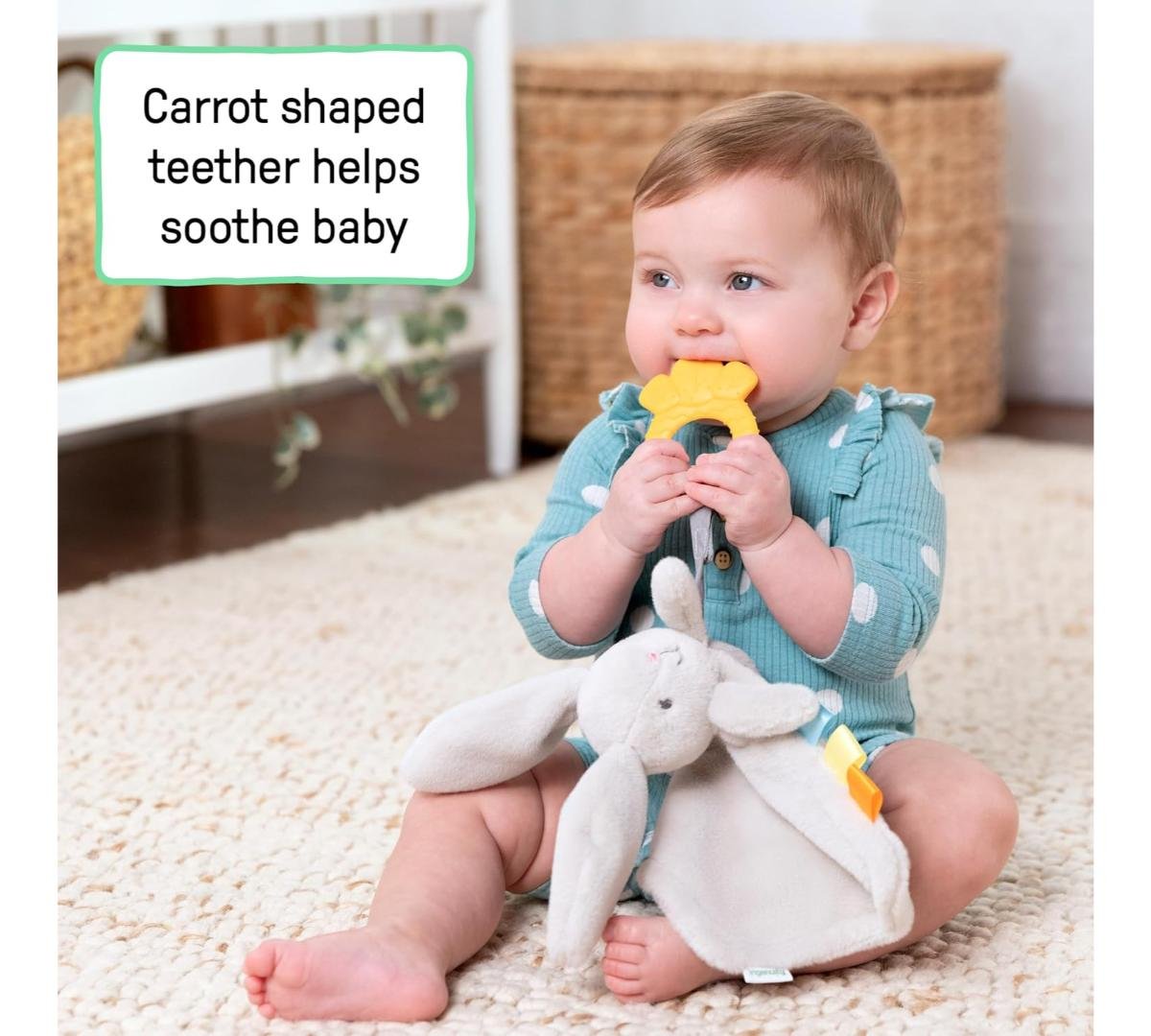 Ingenuity Cozy Sylvi Plush Lovey Baby - Mordedor para calmar las encías, autolavante, conejo de peluche, a partir de 0 meses - Imagen 3